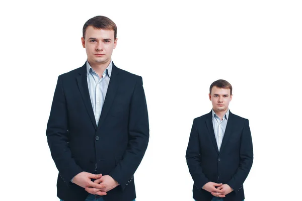 Two men in identical poses. Business development concept, demonstration of strength, continuity — Stock Photo, Image