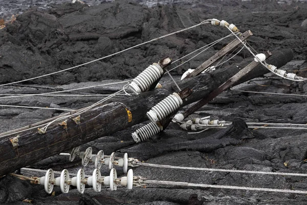 Línea Alta Tensión Destruida Por Flujo Lava Hawái —  Fotos de Stock