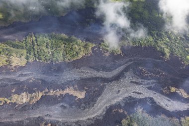 Havadan görünümü lav yanardağ Kilauea Hawaii, patlama Mayıs 2018 akar