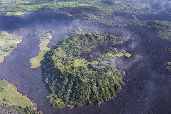 Luchtfoto Van Lava Stroomt Van Uitbarsting Van Vulkaan Kilauea Hawaï — Stockfoto