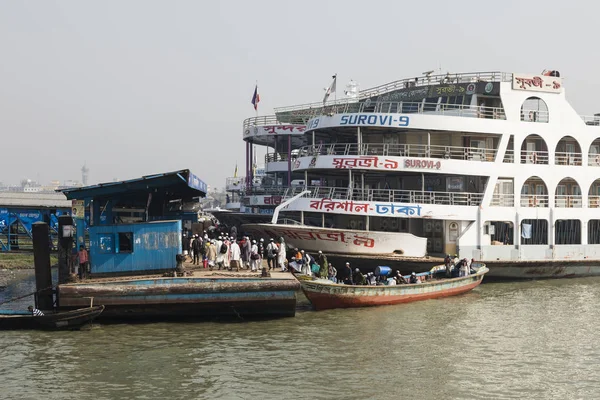 Barisal Bangladesh Febrero 2017 Pequeños Barcos Madera Que Sirven Como — Foto de Stock