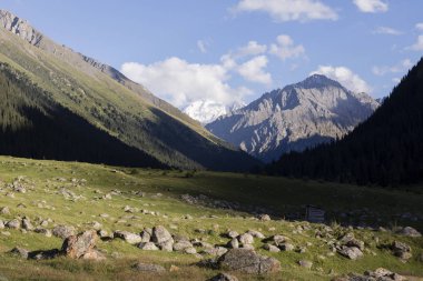 Vadi, altun-Arashan sırasında ikindi ile Kırgızistan'derin gölgeler