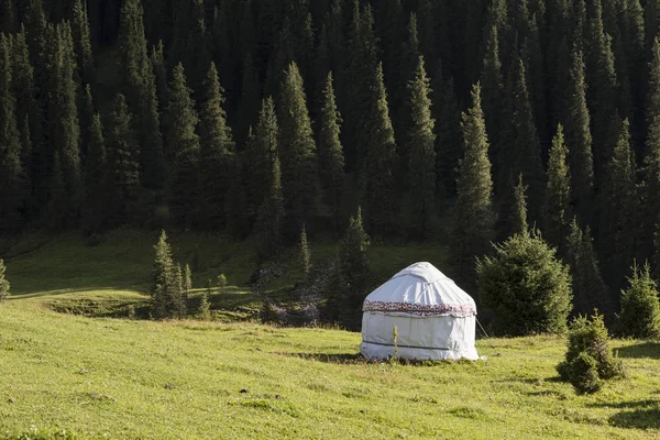 Yurta Tradicional Valle Altyn Arashan Cerca Karakol Kirguistán — Foto de Stock