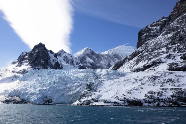 Синій Кольорові Льодовик Drygalski Фіордом Півдні Грузії Антарктида — стокове фото