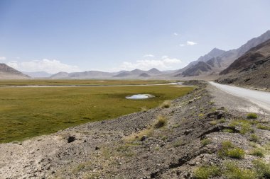 Murgab Tacikistan alan Pamir dağlarında manzara