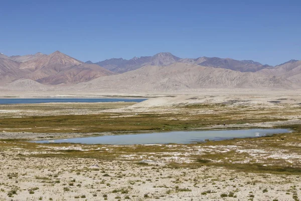 Paysage Avec Lacs Salés Dans Les Montagnes Pamir Près Alichur — Photo