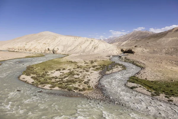 Pamir Ποτάμι Στα Pamir Βουνά Στα Σύνορα Μεταξύ Τατζικιστάν Αριστερή — Φωτογραφία Αρχείου