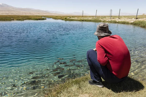 Murghab Tajikistan August 2018 Tajik Sits Spring Alichur Pamir Mountains — Stock Photo, Image