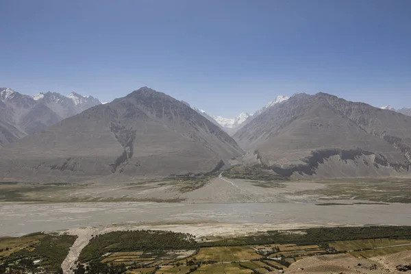 Εύφορη Κοιλάδα Wakhan Τον Ποταμό Panj Κοντά Στο Vrang Στο — Φωτογραφία Αρχείου