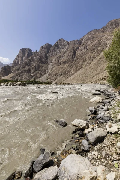 Río Fronterizo Río Panj Valle Wakhan Con Tayikistán Derecha Afganistán — Foto de Stock