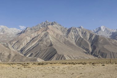 Pamir Dağları güzel manzara. Dağ zirveleri ile arka planda Afganistan doğru Tacikistan üzerinden görüntülemek