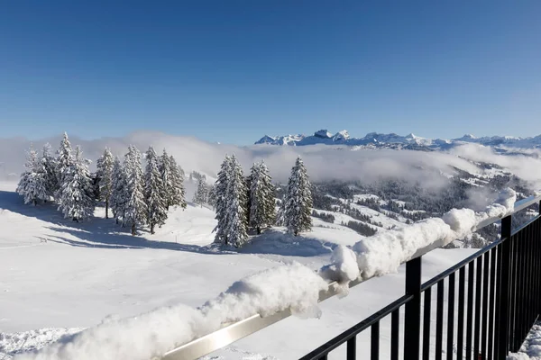 Winter Landscape Terrace Rotenflue Mountain Station Central Switzerland — Stock Photo, Image