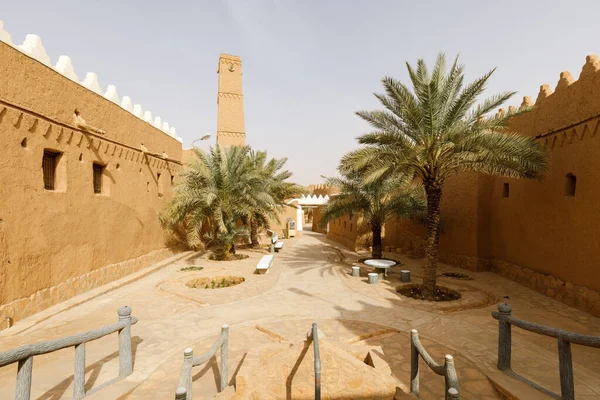 Callejón Con Palmeras Casas Renovadas Tradicional Pueblo Shaqra Arabia Saudita — Foto de Stock