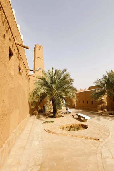 Callejón Con Palmeras Casas Renovadas Tradicional Pueblo Shaqra Arabia Saudita — Foto de Stock