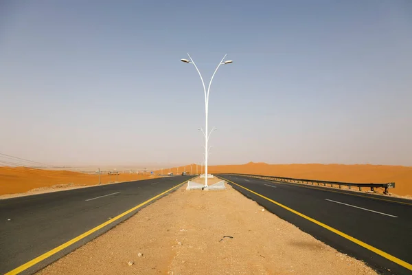 Route Typique Arabie Saoudite Qui Mène Travers Désert — Photo