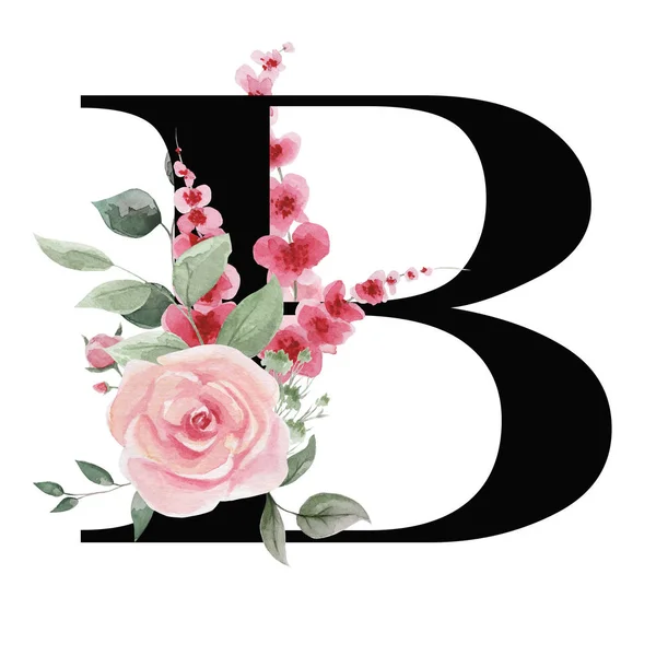 大写字母B，用于文字设计、节日卡片、文字信息的装饰和设计、婚宴请柬. — 图库照片