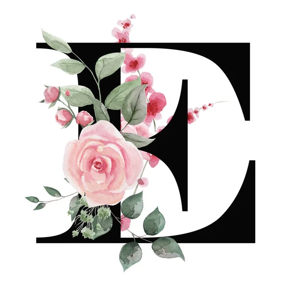 Capital letter E for text design, holiday cards, decor and design of text messages, wedding invitations.