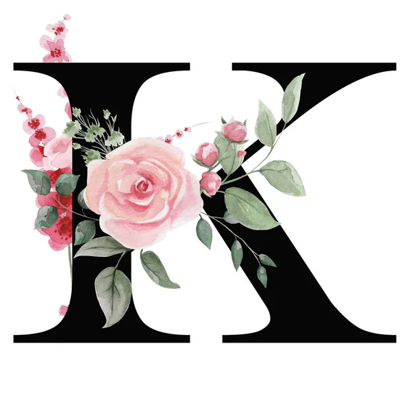 Capital letter K for text design, holiday cards, decor and design of text messages, wedding invitations.