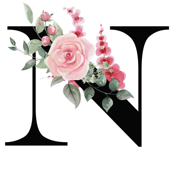 Capital letter N for text design, holiday cards, decor and design of text messages, wedding invitations.
