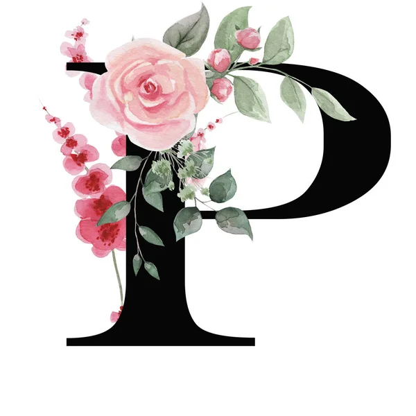 Capital letter P for text design, holiday cards, decor and design of text messages, wedding invitations. — ストック写真