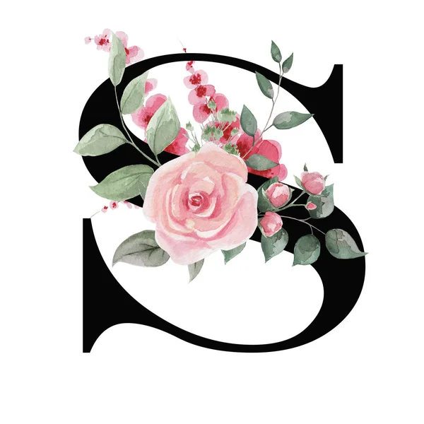 Capital letter S for text design, holiday cards, decor and design of text messages, wedding invitations. — ストック写真