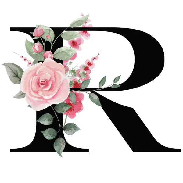 Capital letter R for text design, holiday cards, decor and design of text messages, wedding invitations.