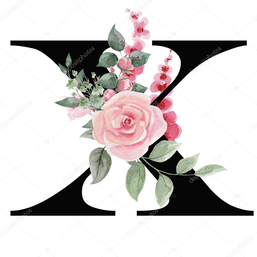 Capital letter X for text design, holiday cards, decor and design of text messages, wedding invitations.