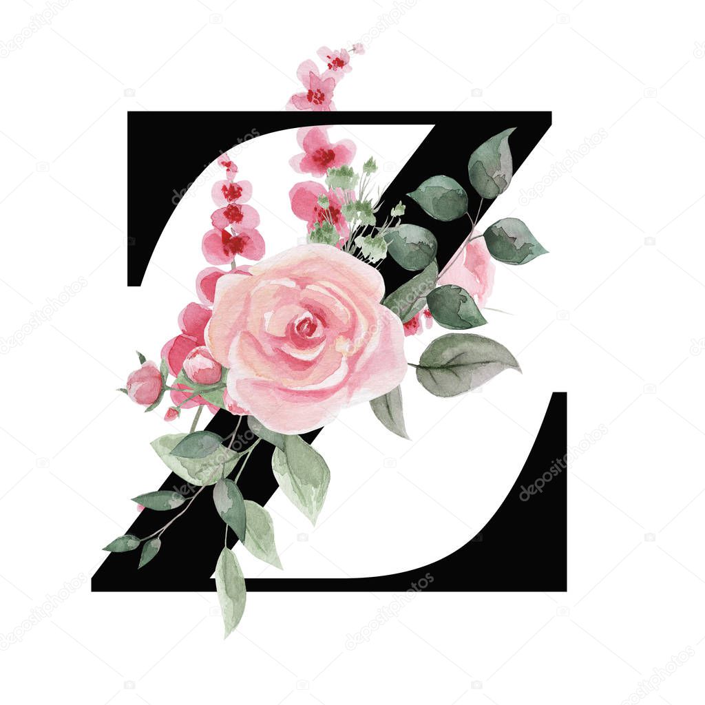 Capital letter Z for text design, holiday cards, decor and design of text messages, wedding invitations.