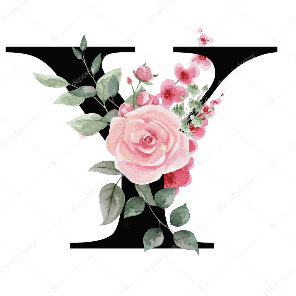 Capital letter Y for text design, holiday cards, decor and design of text messages, wedding invitations.