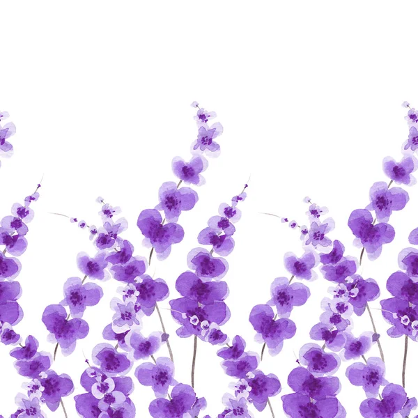 Бесшовный акварельный фон из фиолетовых цветов . — стоковое фото