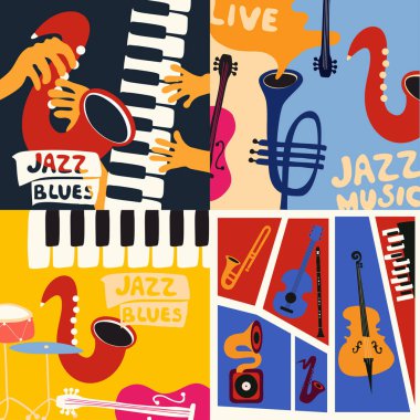 vektör çizim tasarım soyut doodle arka plan ile müzik aletleri 