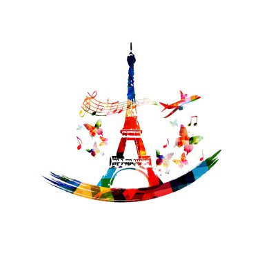 vektör çizim tasarım simgesinin üzerinde beyaz arka plan izole soyut renkli Paris