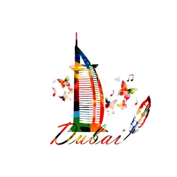 Desain Ilustrasi Vektor Dari Ikon Dubai Berwarna Abstrak Terisolasi Latar - Stok Vektor