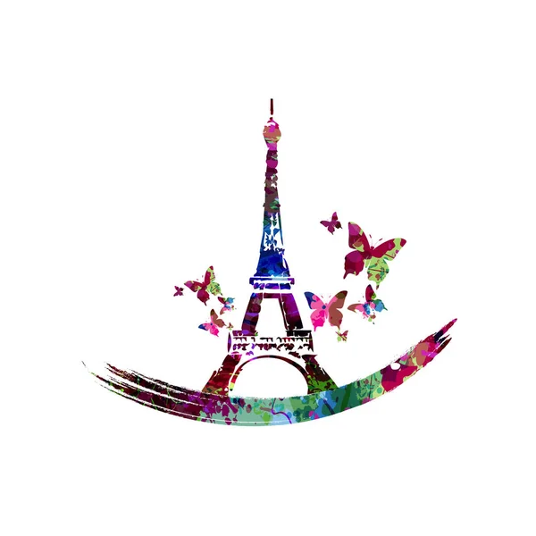 Vector Illustratie Ontwerp Van Abstract Gekleurde Parijs Pictogram Geïsoleerd Witte — Stockvector