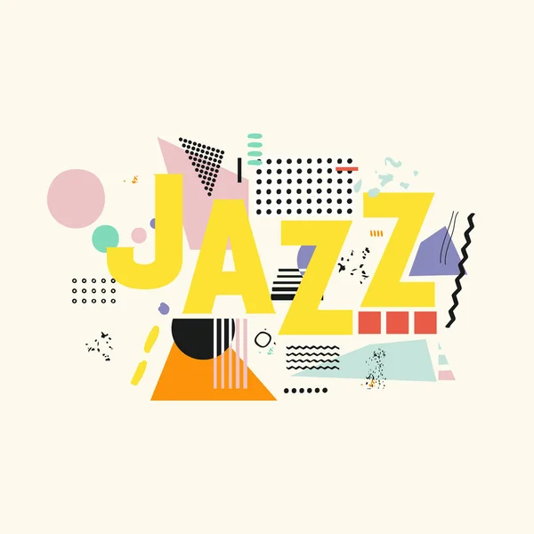 Vector Illustration Design Abstract Doodle Music Background Text Jazz — Stock Vector