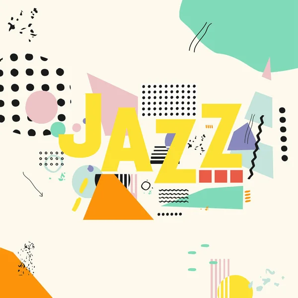 Illustration Vectorielle Conception Fond Abstrait Musique Doodle Avec Texte Jazz — Image vectorielle