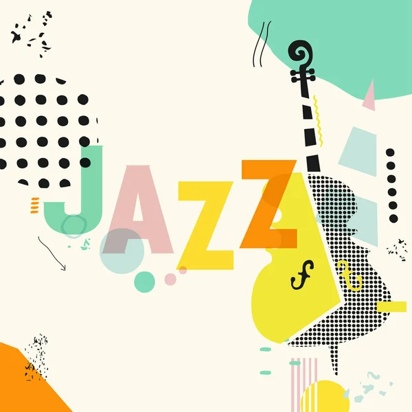 Vektoros Illusztráció Design Absztrakt Doodle Zenei Háttér Szöveg Jazz — Stock Vector
