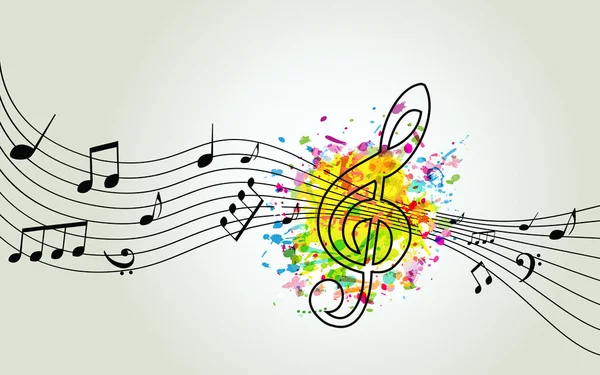 Música Fundo Colorido Com Clef Notas Música Design Ilustração Vetorial —  Vetores de Stock