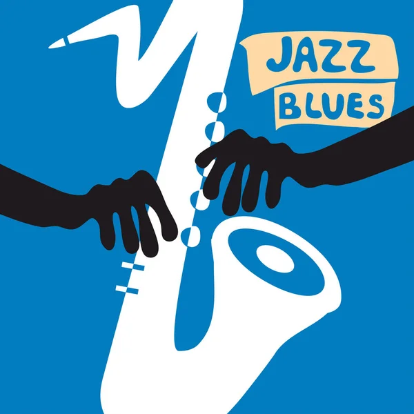 Musik Jazz Festival Färgglada Affisch Med Musik Instrumenterar Saxofon Trumpet — Stock vektor