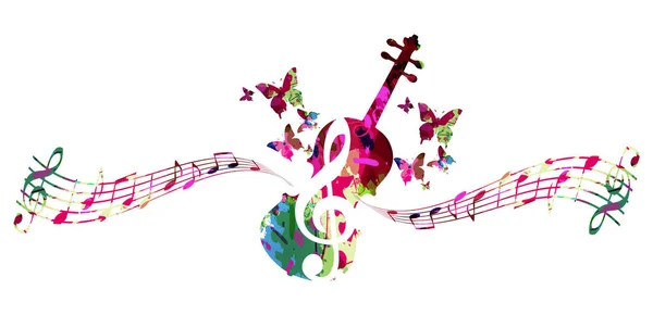 Musik Bunten Hintergrund Mit Noten Und Violoncello Vektor Illustration Design — Stockvektor