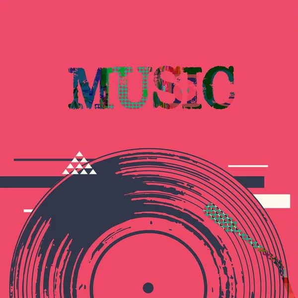 Cartel Música Colorida Conceptual Sobre Fondo Rosa — Vector de stock