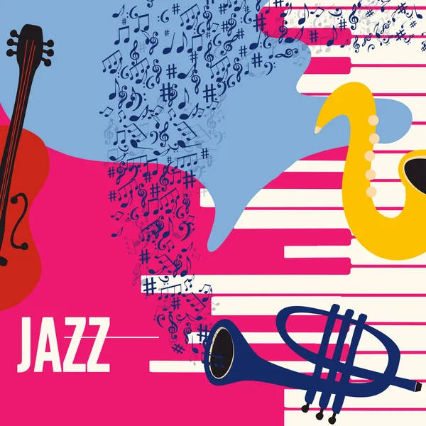 Kleurrijke Creatieve Jazz Muziek Poster — Stockvector