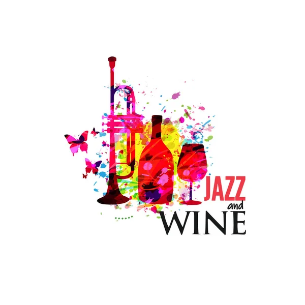 Jazz Och Vin Färgglad Affisch Som Bakgrund — Stock vektor