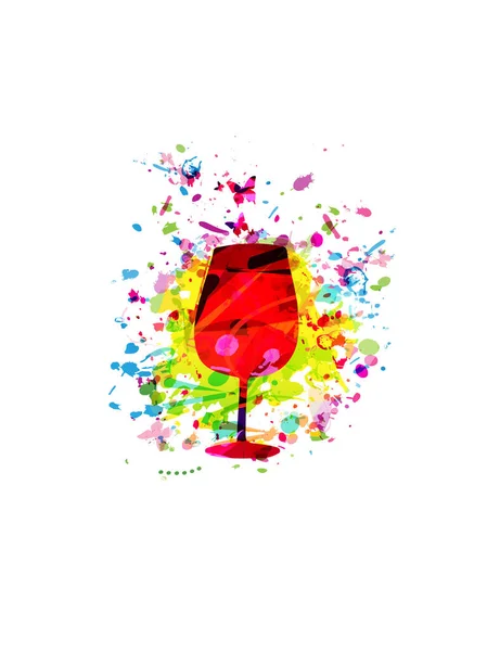 Colorful Wine Glass White Background — Stock Vector