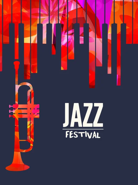 Manifesto Del Festival Musica Jazz Con Tastiera Pianoforte Corno Francese — Vettoriale Stock