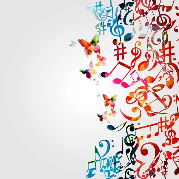 Fond Musical Coloré Avec Notes Musique Illustration Vectorielle Clef Affiche — Image vectorielle