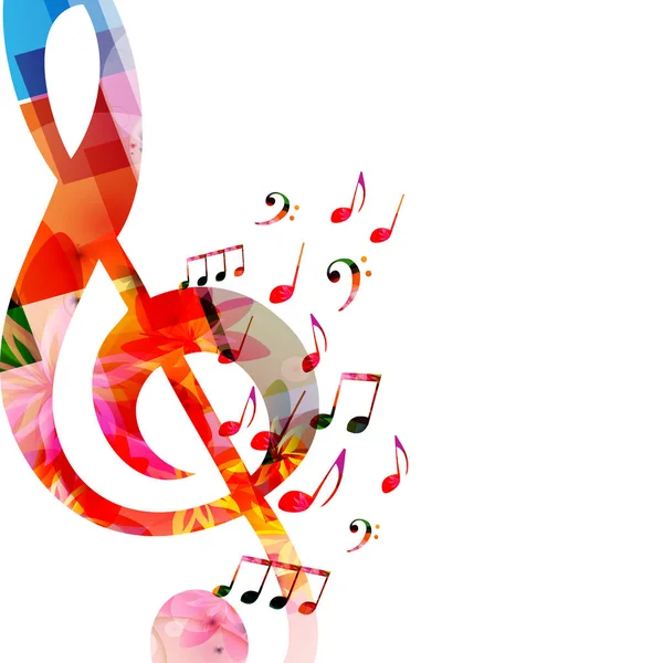 Cartel Fondo Musical Colorido Con Tecla Chirriante Notas Musicales Cartel — Vector de stock