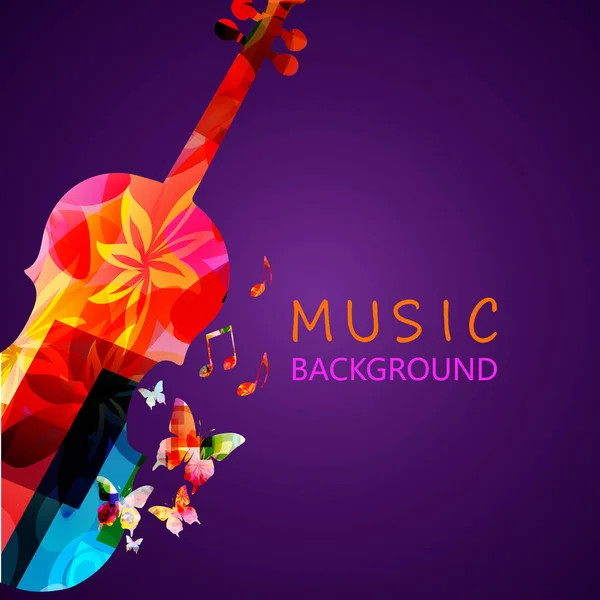 Buntes Musik Hintergrundplakat Mit Violoncello Und Noten Musikfestival Plakat Mit — Stockvektor