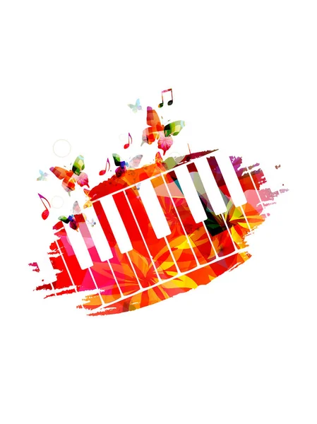 创意音乐风格的模板矢量插画 五颜六色的钢琴键 乐器背景与音乐音符 音乐海报 小册子 音乐会 音乐节 音乐商店设计 — 图库矢量图片