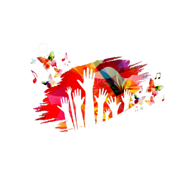 Musique Fond Coloré Avec Des Notes Musique Des Mains Affiche — Image vectorielle